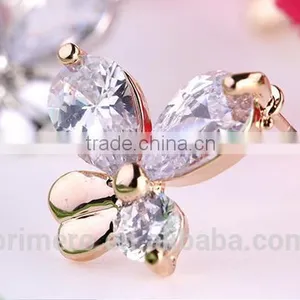 New Fashion Rolled Jewelry Gold Butterflies Crystal Earring For Women thumbnail-4