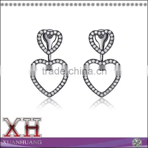New Collection Sterling Silver Cubic Zirconia Open Heart Earrings thumbnail-1