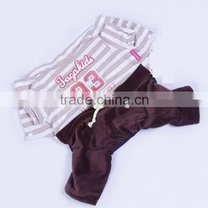 Brown Stripes Cotton + Velvet Spring Dog Leisure Sports Clothes With Four-legs thumbnail-5
