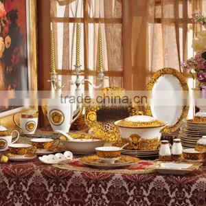 70pcs Luxury Pakistani Porcelain Dinner Set, Fine Bone China Dinner Set for 6 People thumbnail-5