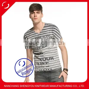 Custom 2015 New Design Mens V-neck Full Print t Shirts Wholesale China thumbnail-1