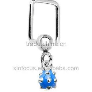 16 Gauge Blue Spiked Ball Square Dangle Closure Ring BCR Body Piercing Jewelry thumbnail-1