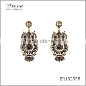 Wholesale Trendy Designs Women's Vintage Bohemian Earrings Owl Gold/Silver Plating Drop Earrings Jewelry thumbnail-3