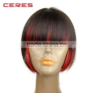 New Arrival Virgin Mongolian Hair Wig, Cheap Red Bob Synthetic Wig With Fringe thumbnail-2