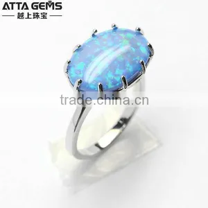 Beautiful Synthetic Opal Gemstones Ring 925 Silver Ring thumbnail-2