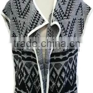 Cottong and Acrylic,allover Jacquard,ladies' Vest thumbnail-1