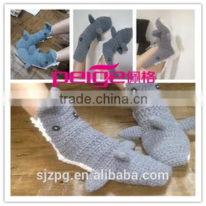 Hand Crochet Adult Shark Shoes, Crochet Fashion Shark Shoes thumbnail-1
