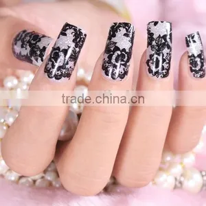 Black/white Lace Nail Sticker Wholesale Shining Glitter Nail Sticker Nail Wraps thumbnail-1