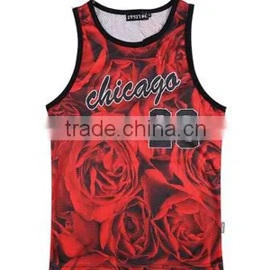 Fashion Polyester Digital Sublimation Printed Tank Top Mens, Racer Back Tank Top, Custom Sublimated Gym Tank Top thumbnail-5