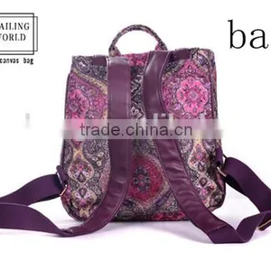 Reliable Quality Chinese Folk Style Ladies Canvas Laptop Backpack thumbnail-3