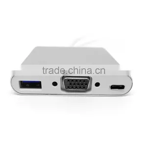 2016 Wholesale USB-C USB 3.1 Type C to VGA Projector & USB OTG & USB-C Female Charger Adapter for 12" New Mac Book thumbnail-5