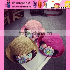 Factory Wholesale Handmade High Quality Beach Sun Hat Original Selling Flower Latest 2016 Straw Hat Wholesale thumbnail-1