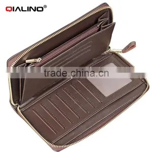 QIALINO Wholesale Zip Wallet Luxury Ostrich Leather for Iphone Case Wallet Handbag thumbnail-4