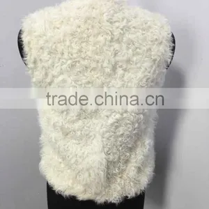Factory New Design Sexy Girls Short Real Lamb Fur Vest thumbnail-2