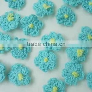 Small Blue Crochet Flower Applique /wholesale Crochet Flower Appliques for Baby Clothes thumbnail-1