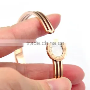 2016 Europe Brand Stainless Steel Two Tone Roman Bangle Vintage Charm Bracelet for Women thumbnail-4