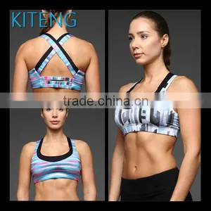 Hot Girl Abstract Printed Sports Bra With Crisscross Straps on the Back Yoga Fitness Sports Bra Office In Unite State (USA) thumbnail-1