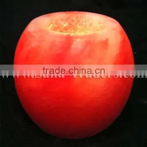 Natural Himalayan Crystal Rock Salt Designed Drum Shape Tea Light/ Candle Holder thumbnail-1