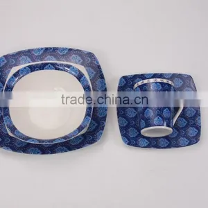 Vintage Blue Floral Printed Kitchen Porcelain Dinnerware Set Ceramic thumbnail-4