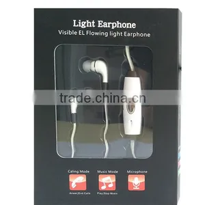 Welcomed Recharge Visible Flowing Light In-Ear Earphone/ Flat Ear Type EL Flash Glowing Earbuds thumbnail-2
