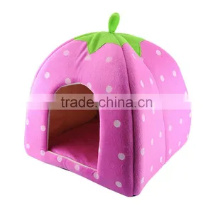 New Arrival Foldable Strawberry Shape Sponge Cut Dog Cat Pet Tent Bed thumbnail-1