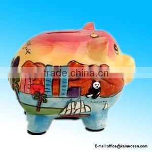 San Diego Rainbow Colors Hand Painted Piggy Bank thumbnail-1
