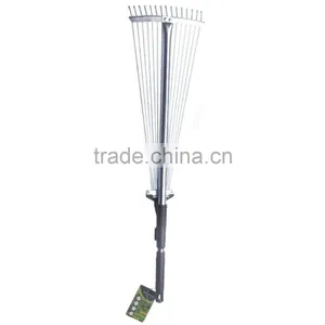 28"-57" Length Telescopic Steel Garden Rake 15 Tine Adjustable Garden Leaf Rake With 1pair Work Gloves (Zinc Coated) thumbnail-2