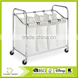 Chrome and Canvas Four Section Laundry Sorter thumbnail-1