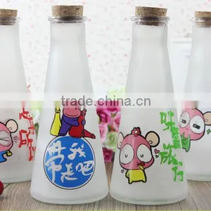 250ml Frosted Glass Bottle Frosted Juice Glass Bottle Frosted Milk Glass Bottle With Cork Lid thumbnail-1