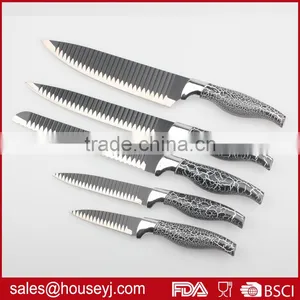 Set of 5pcs Knife Set Non Stick Color Kitchen Knife Blade With"V"wave Grooves Design thumbnail-1