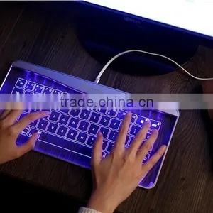 New Transparent Super Thin Glass Touch LED Backlit Universal Wired Keyboard For Windows/IOS/Android/OSX With Gesture Function thumbnail-1
