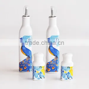 Ceramic Oil+vinegar+salt+pepper Set With Decal Printing thumbnail-1