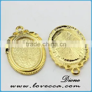 Flowers Shape Round Blank Pendant ,alloy Pendant Base for Cabochons,fashion Necklace Pendant Tray thumbnail-1