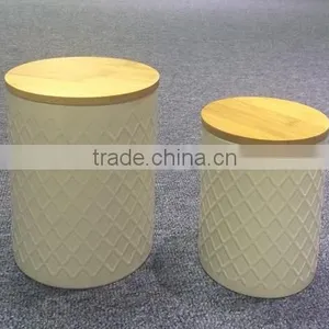 Set of 2 Canister With Wooden Lid thumbnail-1