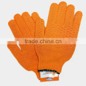 DDsafety Hot Sale Orange Cotton Polyester Knitted Gloves With PVC Both Sides Safety Fishing Gloves thumbnail-3