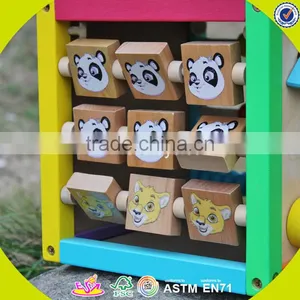 2017 Wholesale Multi-function Toddlers Wooden Bead Activity Table New Design Funny Kids Wooden Bead Activity Table W11B137 thumbnail-4