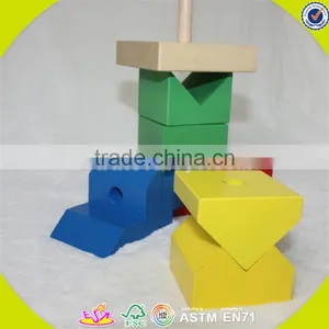 Wholesale Hot Colorful Baby Wooden Stacking Blocks Toy New Fashion Kids Wooden Stacking Blocks Game Toy W13E070 thumbnail-5
