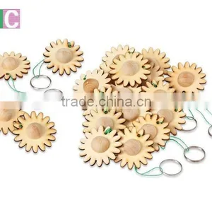 Cheap Flower Sharped Wooden Key Chains thumbnail-1