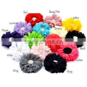 Handmade Chiffon Flower With Rhinestone for Kids Hair Accessories thumbnail-1