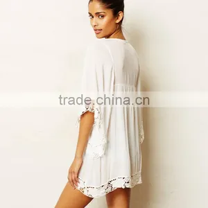 New Women Bathing Suit Sexy Chiffon Lace Crochet Bikini Swimwear Cover Up Beach Dress thumbnail-3