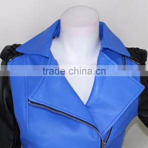 2016 New Designs for Women Fashionable Morden Style Leather Jacket thumbnail-4