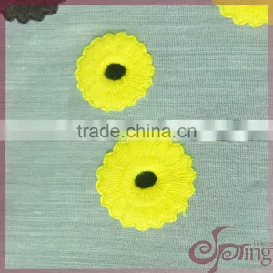 Hollow-out Colorful Floral Embroidered 100% Cotton Lace Fabric thumbnail-3