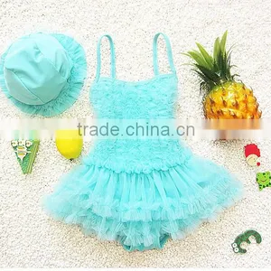 Baby Solid Color Lace Bikini New One Piece Swimming Wear Girl Bathing Suit for Summer Girl Swimming Suit thumbnail-1