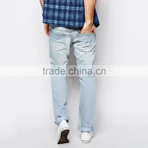 Great Quality Blank Ice Blue Jeans Wholesale From HOYUGO thumbnail-2