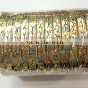 Imitation Jewelry, Gold Plated Bangles, Diamond Cut Bangle, Fashion Jewelry, Tri Color Plated Bangle thumbnail-2