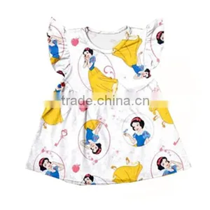 Hot Selling Baby Girl Spring Flutter Sleeve Princess Print Kids Dress thumbnail-2