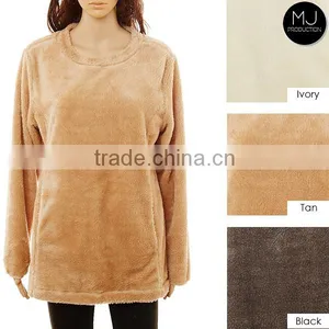 Wholesale Winter Girls Sweater Jacket Monogrammed Sherpa Fleece Quarter Zip Pullover Woman Clothing thumbnail-1