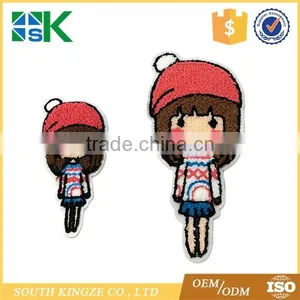 Wholesale Parent-Child Embroidery Clothes Appliques Red Hat Little Beauty Towel Embroidery Patch thumbnail-1