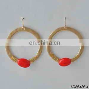 2016 Fashion Gold Plated Circle Turquoise Hanging Earring Hoop Earring thumbnail-2