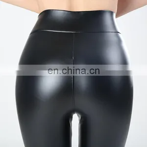 Women Push Up Leggings PU Leather Tights thumbnail-6